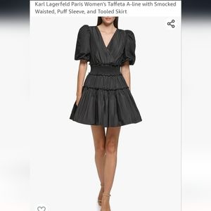 Karl Lagerfeld Black Puff Sleeve Dress